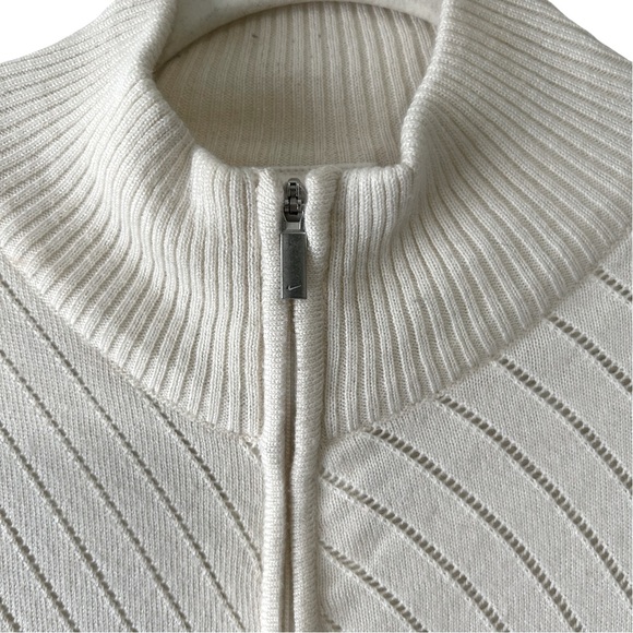 Women's Nike Golf Knit Short-Sleeve Wool-Blend Zip-Up Cardigan Cream Size Small - Picture 5 of 11